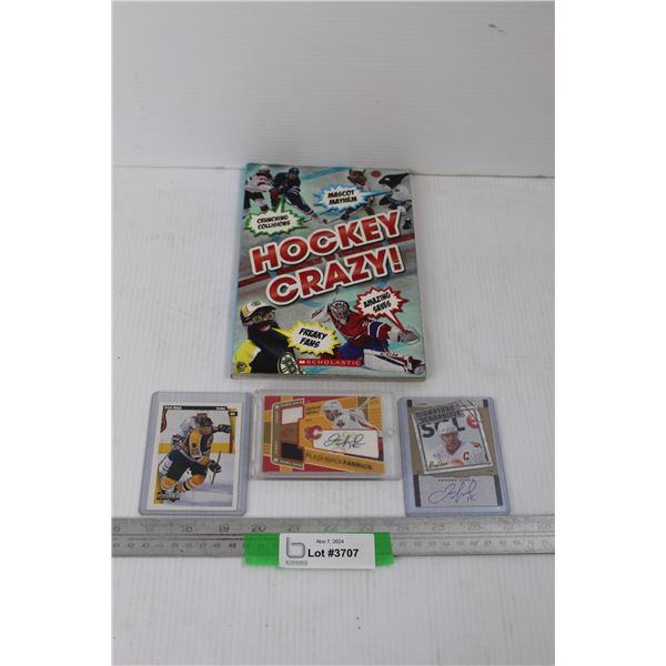 (2) Jarome Iginla Signiture Hockey Cards, Hockey Crazy Book, Misc.