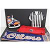 Image 1 : Oilers Towel, Banner, Oilers Coat Rack, Referee Plate