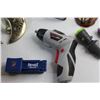 Image 10 : (3) Bags, Cordless Screwdriver - Tested, Sunglasses, Multi Tool, Hanging Kit, Cigarette Roller and A
