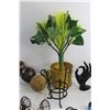 Image 10 : Decorative Balls, Silver Mirror, Artificial Plant, Planter, Conair Hair Curler - As Is, Stained Glas