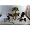 Image 1 : Decorative Balls, Silver Mirror, Artificial Plant, Planter, Conair Hair Curler - As Is, Stained Glas