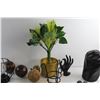 Image 2 : Decorative Balls, Silver Mirror, Artificial Plant, Planter, Conair Hair Curler - As Is, Stained Glas