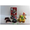 Mario Sign 12'' x 8'', Mario & Yoshi Cart Toys with Remotes - As Is