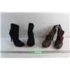 (2) Pairs of Faux Leather & Fabric Ladies Heels - Size 6.5 & 8.5