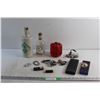 Saskatchewan Roughriders Liquor Bottle, Wayne Gretzky Craft Whisky Bottle, (2) Power Banks, Bell Pep