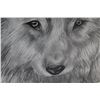 Image 4 : Framed Wolf Drawing 16'' x 13'' and Framed Modern Art Painting 9'' x 9''