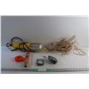 Image 1 : Speaker Cord, Trouble light - Tested, Plastic Puck, Chalk Line, Water Hammer Arrestor and Stopper