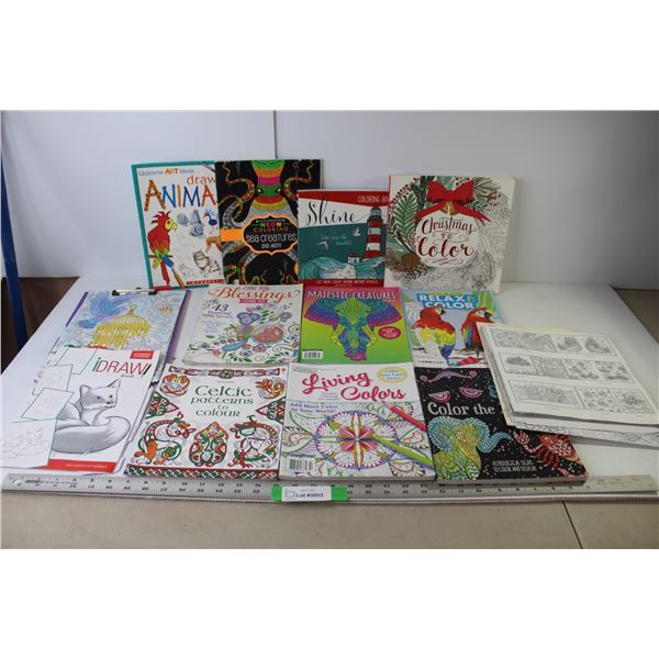(13) Assorted Coloring Books (Animals, Sea Creatures, Zodiac)
