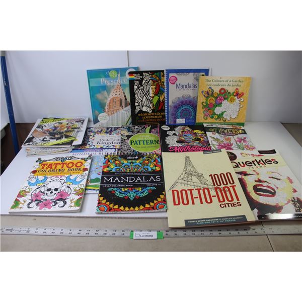 (18) Assorted Coloring Books (Mythotopia, Patterns, Tattoo)