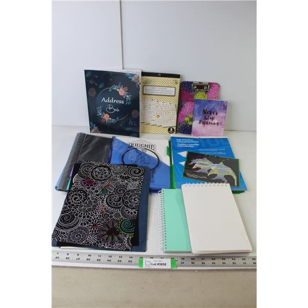 Address Book - Unused, Note Pads, Coloring Pages, Plastic Folders etc.
