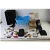 Image 2 : Wicker Basket, Crafts Storage Kits, Macrame Wall Hanging Kit (NIB), Acrylic Paints, Tire Gauge/Multi
