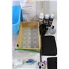 Image 4 : Wicker Basket, Crafts Storage Kits, Macrame Wall Hanging Kit (NIB), Acrylic Paints, Tire Gauge/Multi