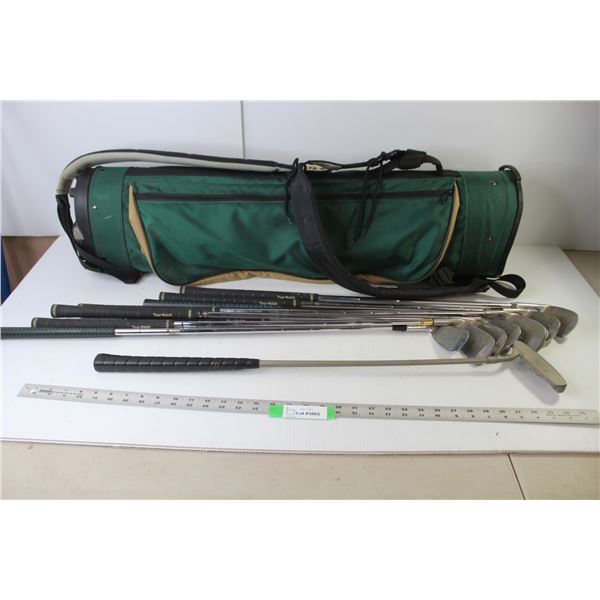 *Mixed Set (9) Golf Clubs With Golf Bag (Spalding, Powerbilt, MacGregor, Precision Made, Ultimate, N