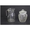 Image 1 : Glass Pitcher 9" Height, Cookie Jar 8" Approx