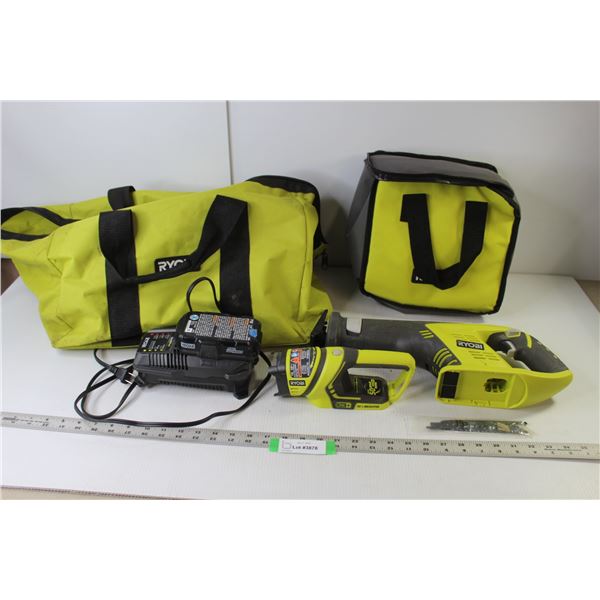 Ryobi Jigsaw/Flashlight Set Battery Charger (Powers On) With Totes