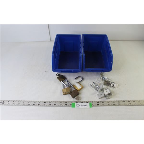 (2) Plastic Stackable Parts Bins With Contents