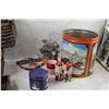 Image 2 : Big Tin, Assorted Christmas Decor, (2) Wicker Baskets, Brown Trout Tray