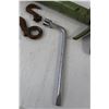 Image 6 : (3) Chain Hooks, Caulk Gun, Tire Iron, Car Jack, Toyota Pry Bar Socket