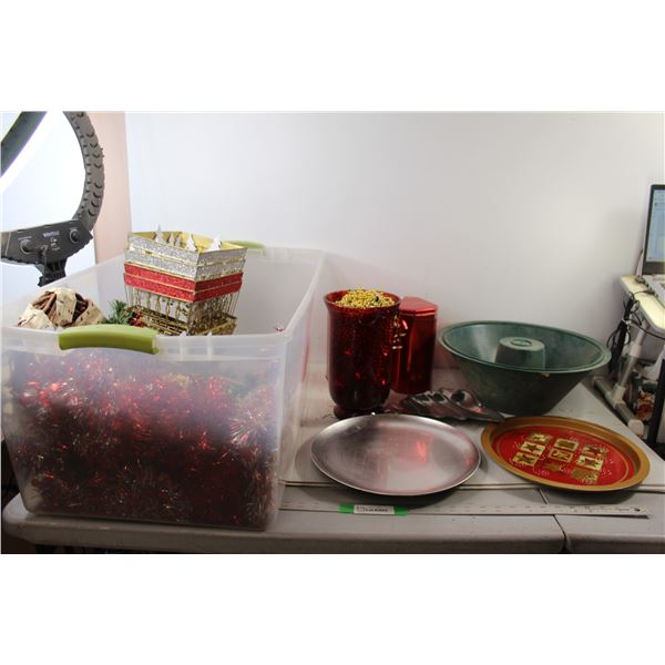 Assorted Christmas Decorations with Tote