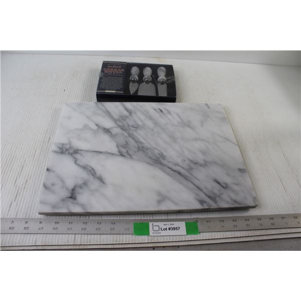 Marble Cutting Board, Marble Cheese Knives set of 3