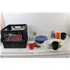 Image 1 : Assorted Plates, Cups, Kitchenware and Crate
