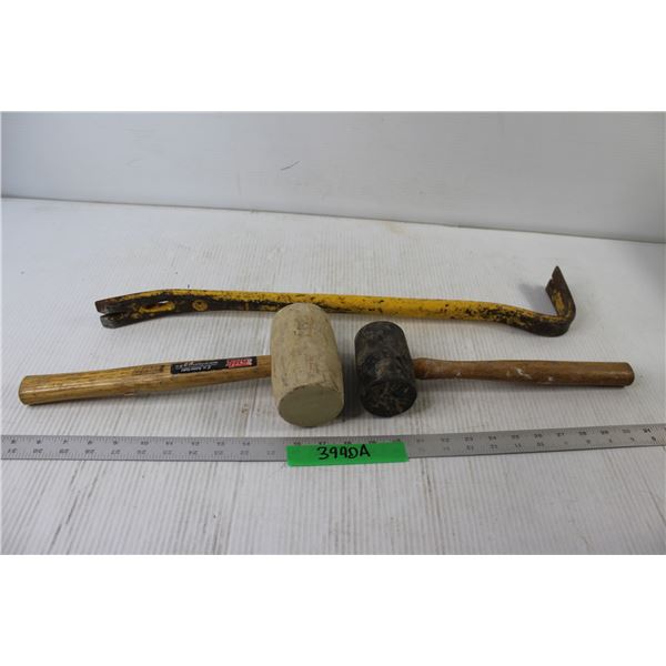 (2) Rubber Mallets, Crowbar
