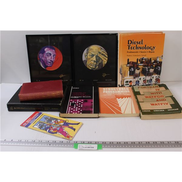 (6) Books: PC Programming, Diesel Tech, Work of Coleridge, (2) Pictures: Salvador, Jackson