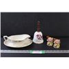 Image 1 : Grindley Brand Gravy Boat Set, Ruby Wedding Bell, Monkey Salt & Pepper Shakers