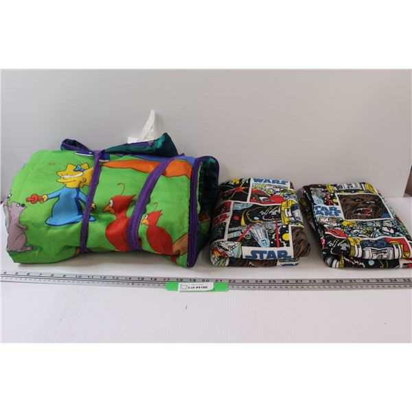 Simpsons Sleeping Bag & (2) Star Wars Pillow Cases
