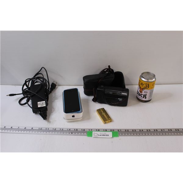 Nikon Camera w/Case, iPhone 5 - As is, Buck Bank, Lighter, Compaq PC Plug-in