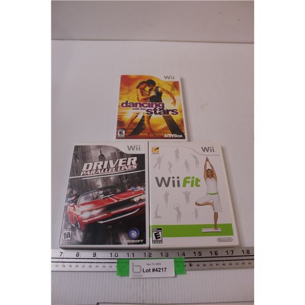 (3) Nintendo Wii Video Game: Dancing with the Stars, Wii Fit, Driver