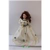 Image 1 : Porcelain Doll w/Stand - 22" Tall