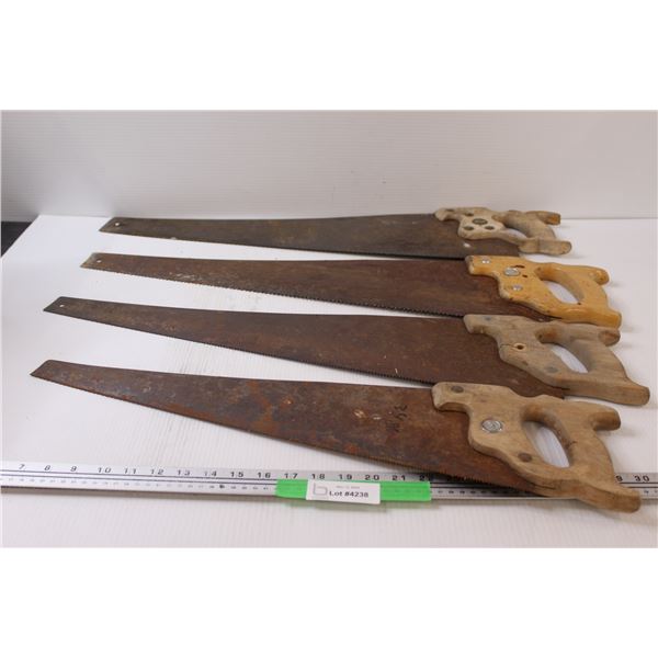 (4) Vintage Wood Saws- Assorted Sizes
