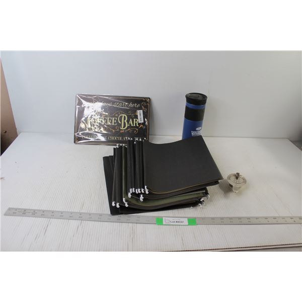 Folders, Coffee Cup, Coffee Bar Sign