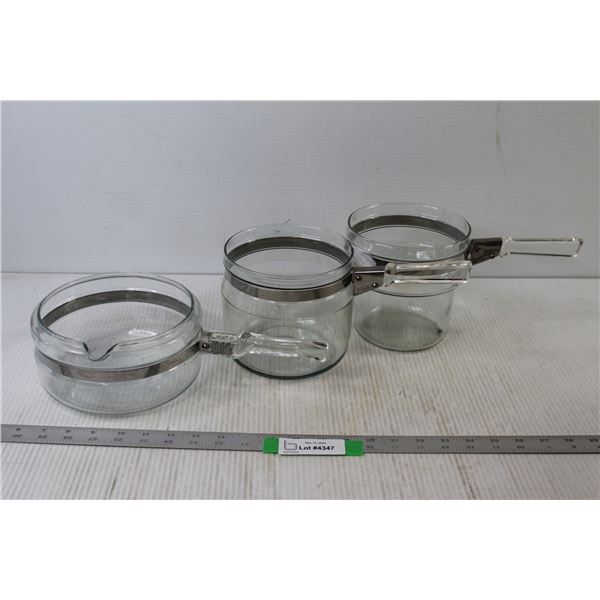 (3) Glass Pots