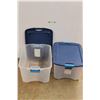 Image 1 : * (2) Clear Plastic Totes With Blue Lids