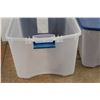 Image 2 : * (2) Clear Plastic Totes With Blue Lids