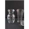 Image 2 : (4) Glass Vases, Glass Globe and a Planter Bucket