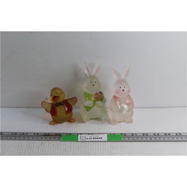 (2) Bunny and Duck Glass Decor