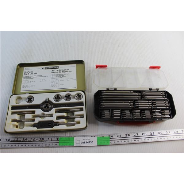 Mastercraft 12 pc Tap & Die Set and Jobmate 120 pc Screwdriver Bit Set