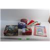 Image 1 : Christmas Door Poster, (3) Christmas Container Cans, Santa Hat and a 300 pc Puzzle