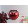 Image 3 : Christmas Star Shaped Candle Holder, Red Round Container and (3) Packages of Cling On Christmas Deco