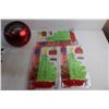 Image 4 : Christmas Star Shaped Candle Holder, Red Round Container and (3) Packages of Cling On Christmas Deco