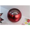 Image 6 : Christmas Star Shaped Candle Holder, Red Round Container and (3) Packages of Cling On Christmas Deco