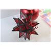 Image 7 : Christmas Star Shaped Candle Holder, Red Round Container and (3) Packages of Cling On Christmas Deco