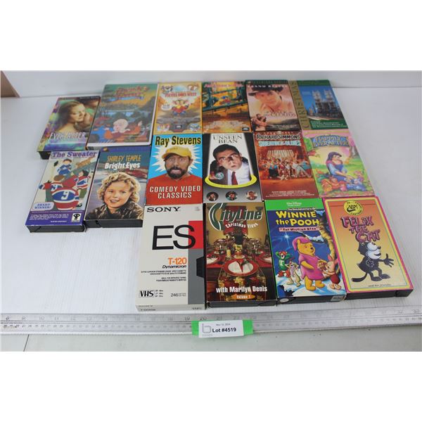 (16) Various VHS Tapes, Mr. Bean, Winnie The Pooh, Misc.