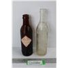 Image 1 : (2) Vintage Pop Bottles- Starlite Bottling Saskatoon, Orange Crush Brown Crinkle Bottle- Large Chip