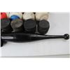Image 2 : Vintage Leather Duffel Bag, (6) Baseball, Wooden Juggling Club/ Baton, Misc.