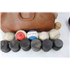 Image 5 : Vintage Leather Duffel Bag, (6) Baseball, Wooden Juggling Club/ Baton, Misc.