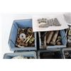 Image 4 : Milk Crate w/ (16) Plastic Stacking Trays w/ Contents, Various Bolts, Bushings, Misc.